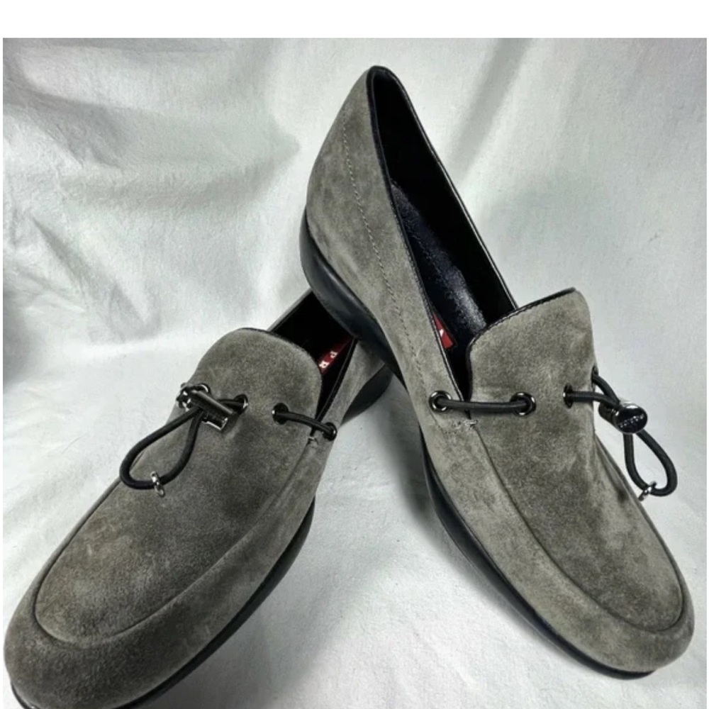 Prada Toggle Charcoal Suede Loafers Sz 38 - Picture 3 of 16